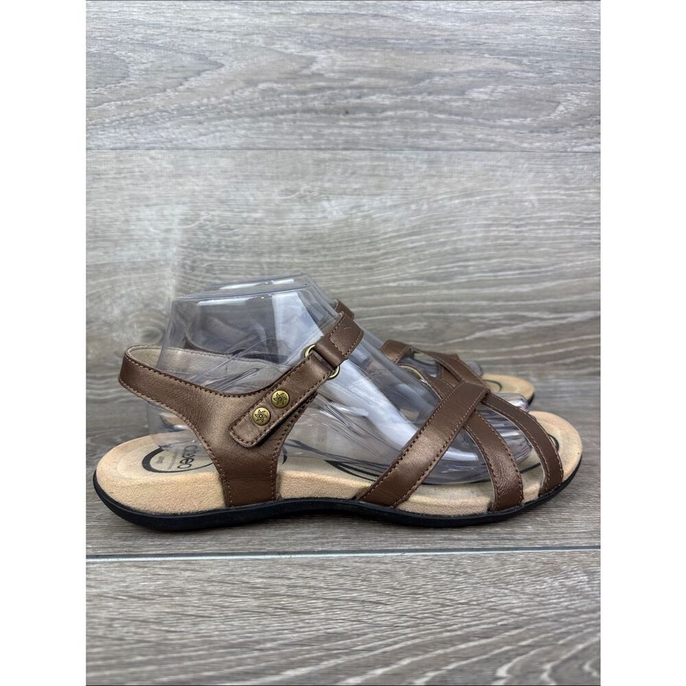 Abeo Laguna Copper Women’s Sz 10 Metallic Leather Slingback Hook & Loop Sandals